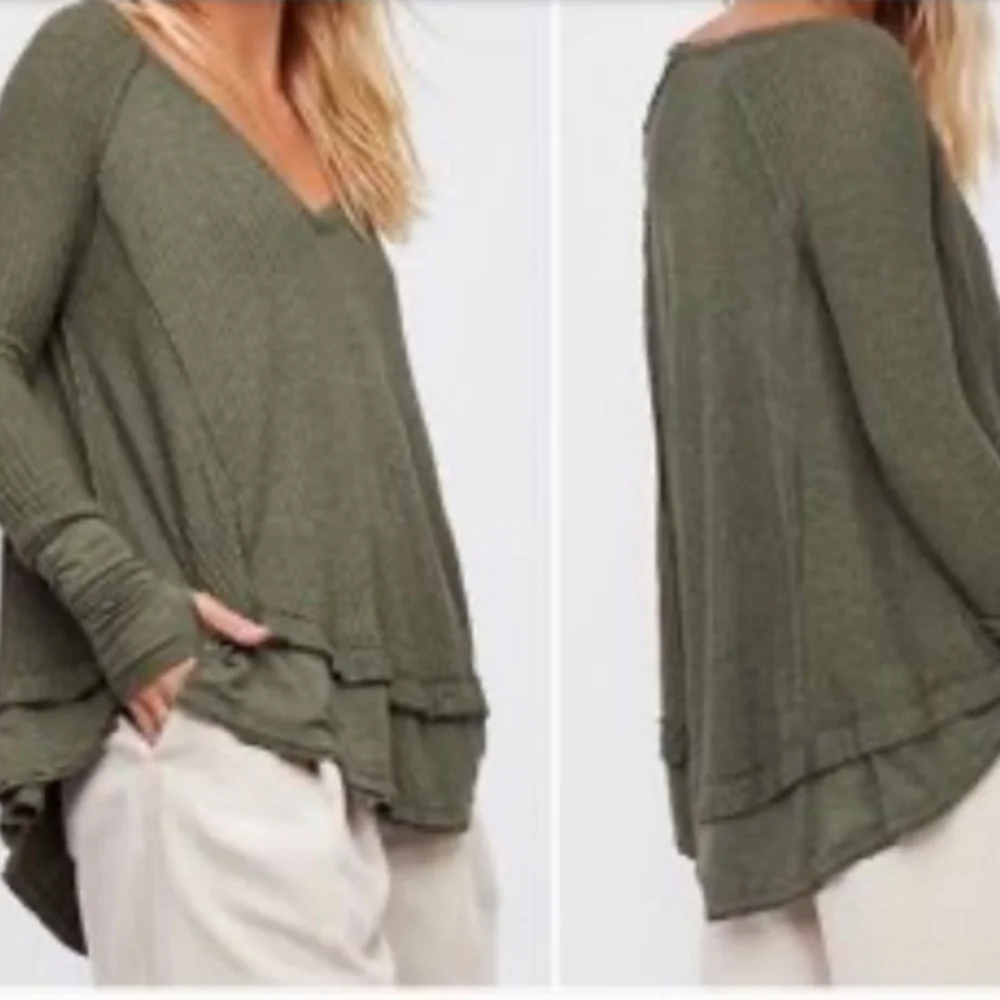 Free People Laguna Waffle Thermal XS Oversized - Picture 3 of 8